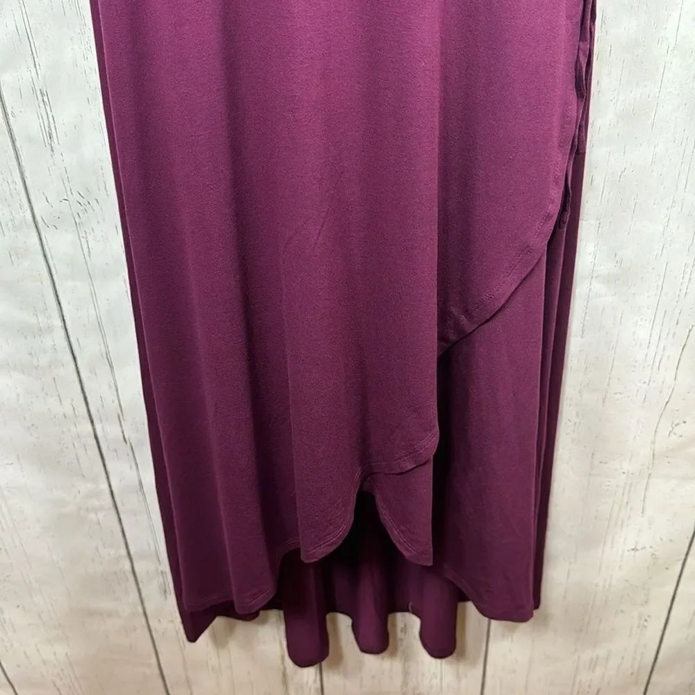 Forever 21 Burgundy Wrap Midi Dress Size M Short Sleeve Boho Romantic Flowy - Picture 8 of 14